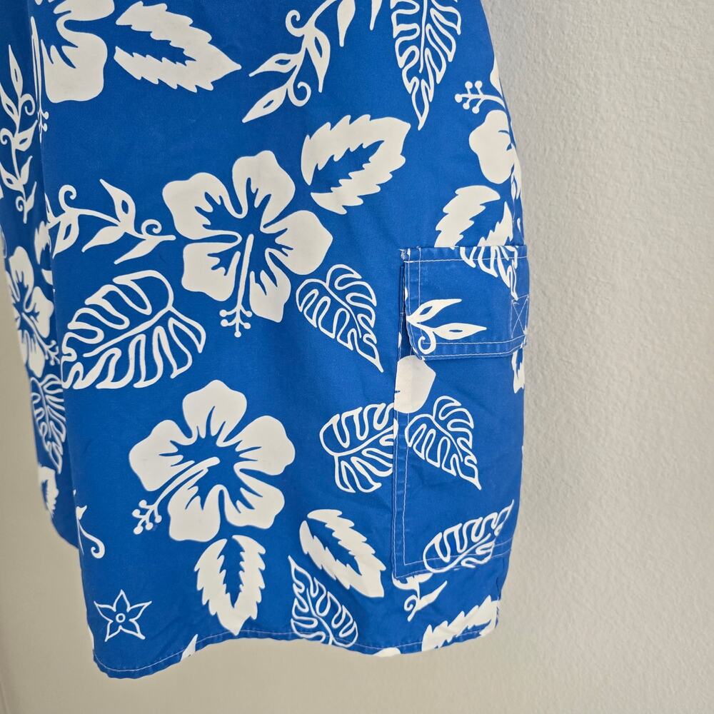 Vintage Hana 70s Surf Style Tropical Mini Slip Dress Blue Size S/M Made in USA - Picture 4 of 11